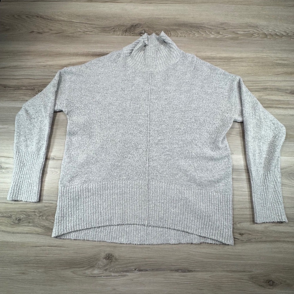 Elan Light Grey Mock‎ Neck Ribbed Knit Sweater Women's M
